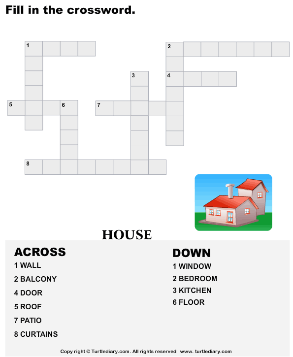 Complete the Crossword House Turtle Diary Worksheet