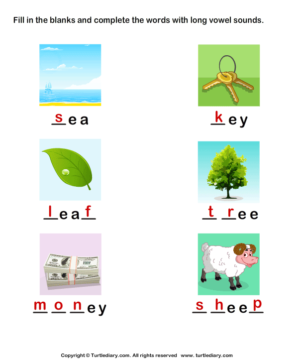 Complete the Words Using Long Vowel Answer