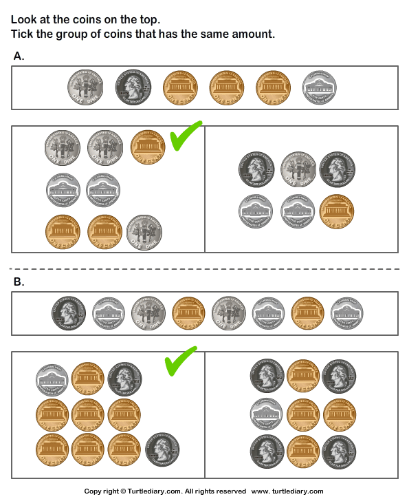 Equivalent Amount with Mixed Coins Answer