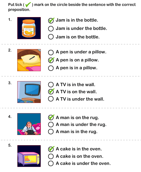 Choose the Sentence with the Correct Preposition Answer