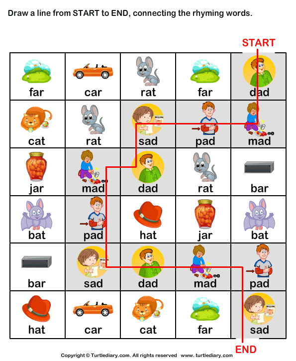 Connect the Rhyming Words Answer