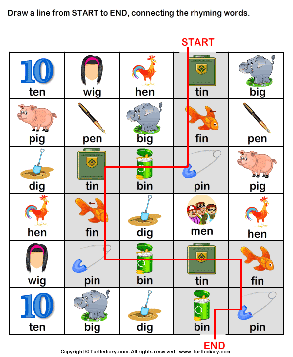 Connect the Rhyming Words Answer