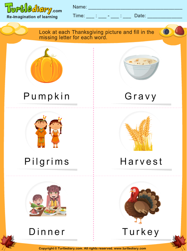 Thanksgiving Vocabulary Answer