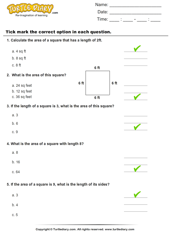 Area : Multiple Choice Questions Answer