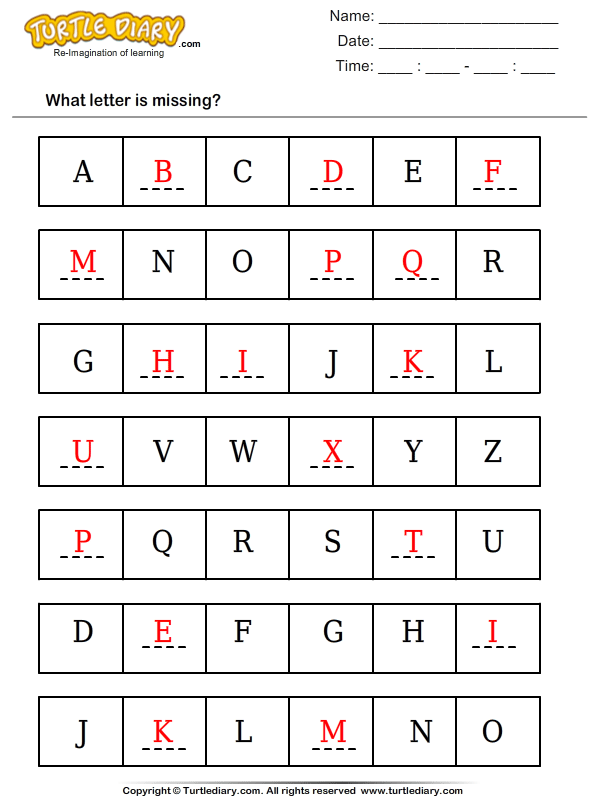 Fill in the Missing Letter Answer