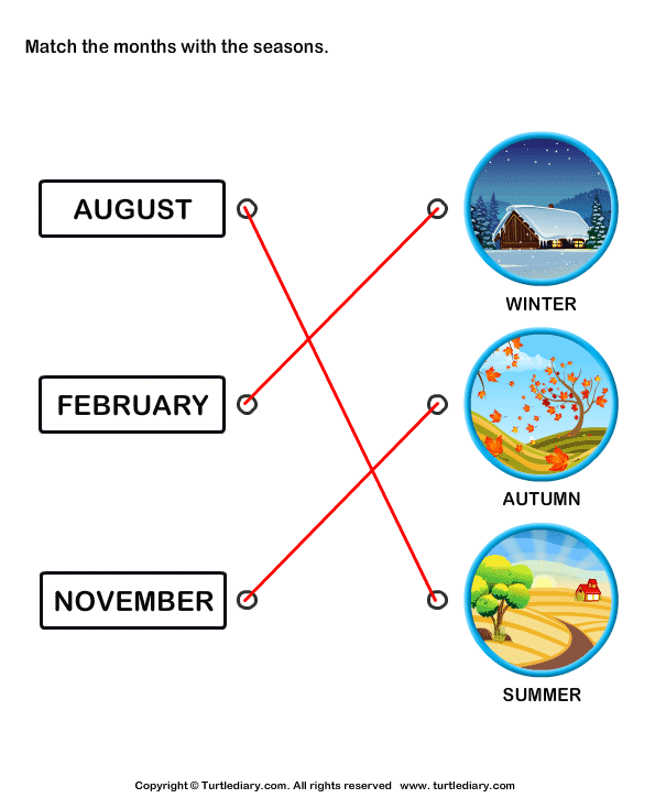 Match the Months with the Seasons Answer