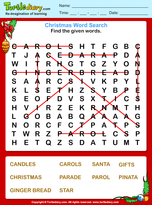 Christmas Word Search Answer