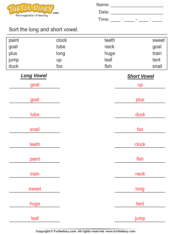 Sort the Vowels - Short and Long Answer