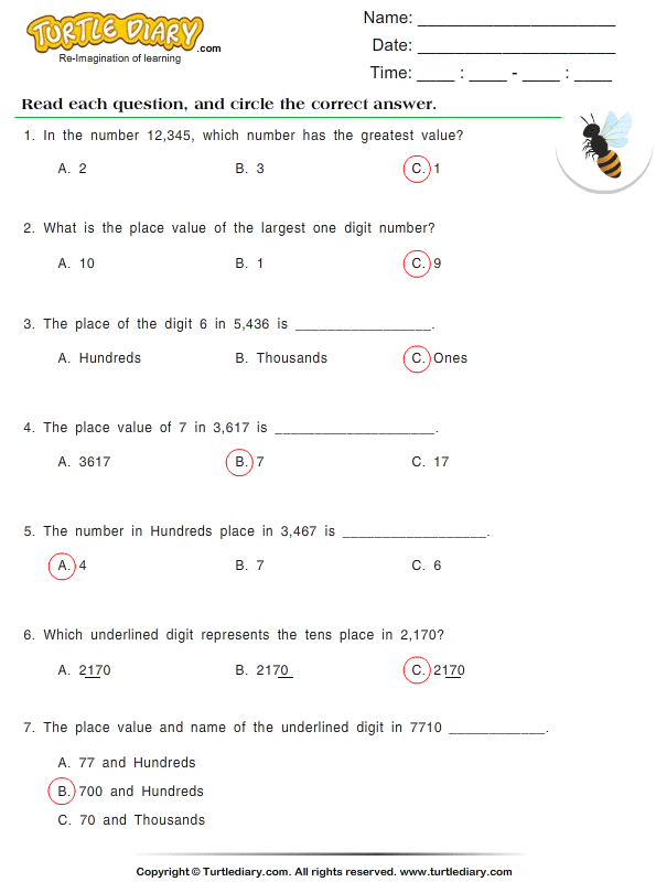 Find the Place Value Answer