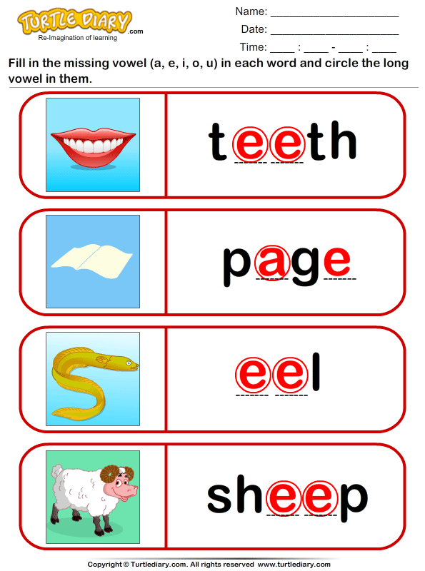 Circle the Long Vowel Answer