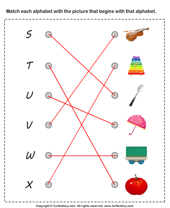 Match Alphabets to the Objects Answer