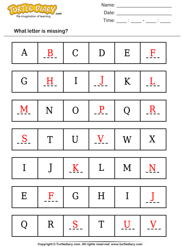Fill in the Missing Letter Answer