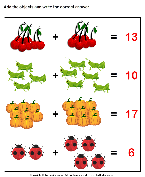 Addition with Objects Answer