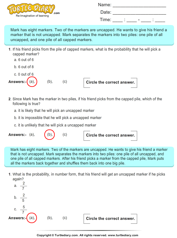 Probability: Multiple Choice Questions Answer