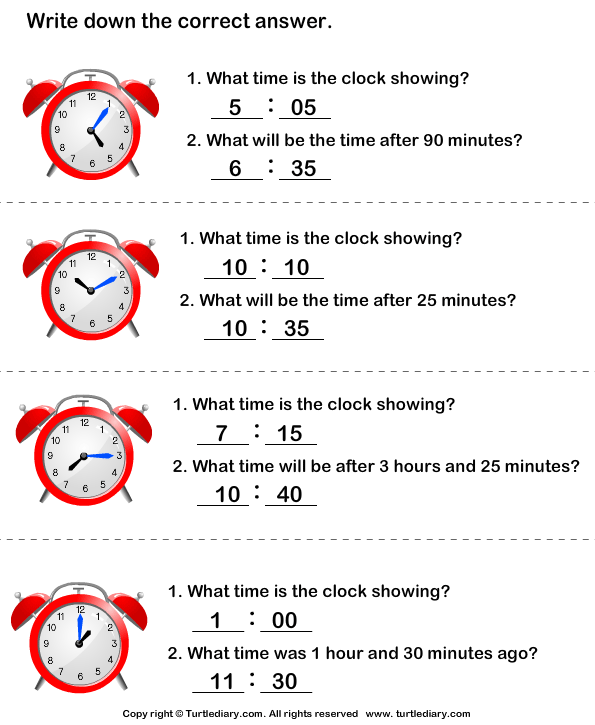 Read Clocks and Write the Time Answer
