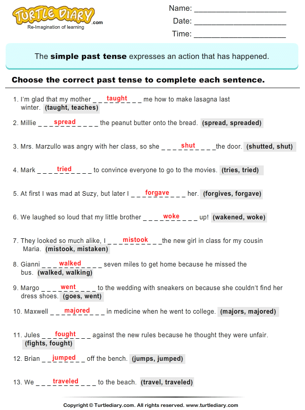 Write the past Tense of Verb Answer