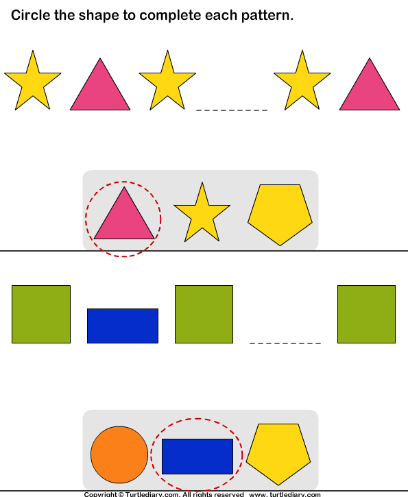 Complete the Missing Pattern Answer