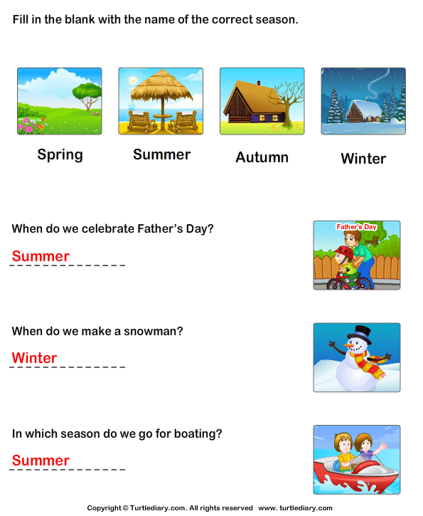 Seasons: Answer the Questions Answer