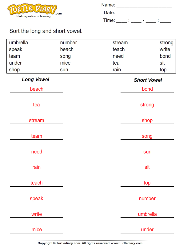 Sort the Vowels - Short and Long Answer