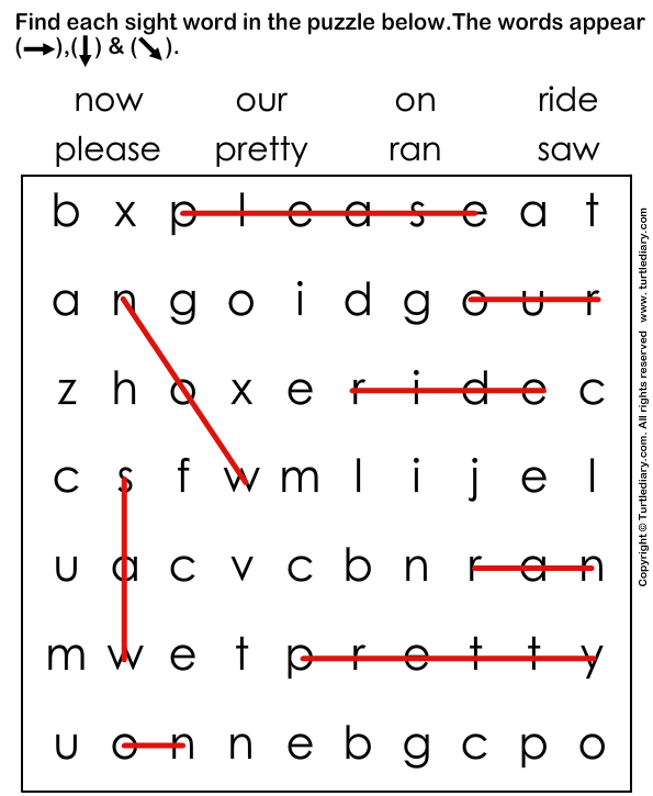 Sight Words Puzzle Answer
