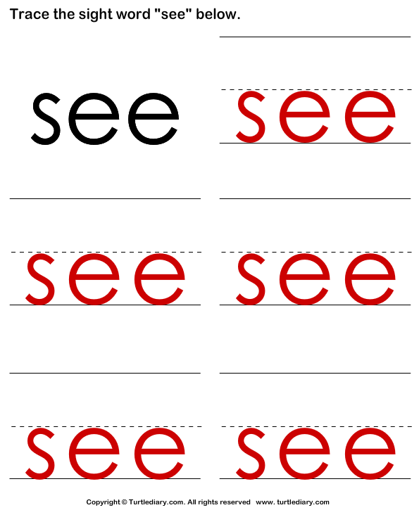 Trace the Sight Words Answer