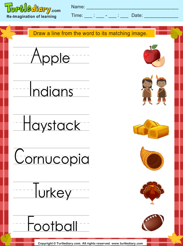 Thanksgiving Vocabulary Answer