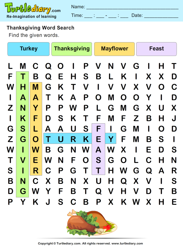 Thanksgiving Word Search Answer