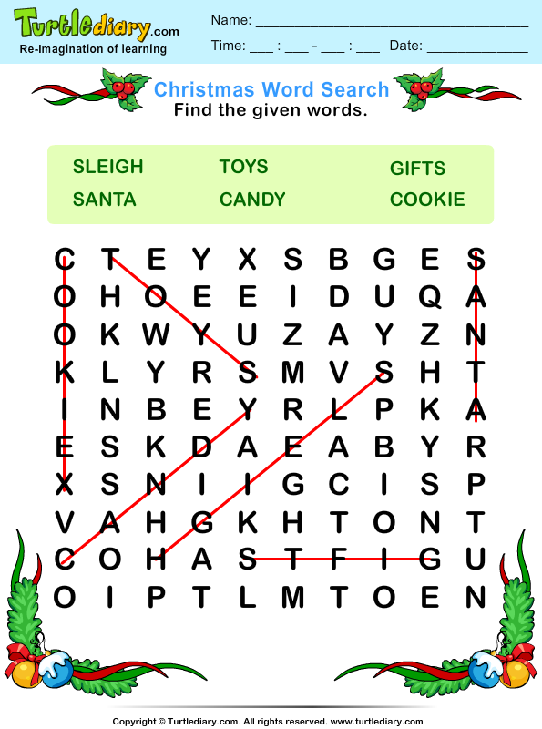 Christmas Word Search Answer
