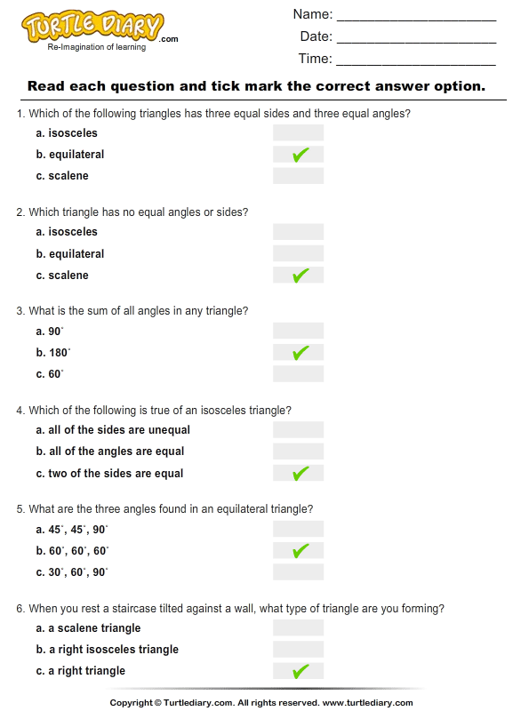 Triangles : Multiple Choice Questions Answer