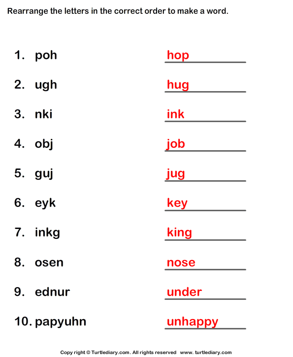 Unscramble the Letters Answer