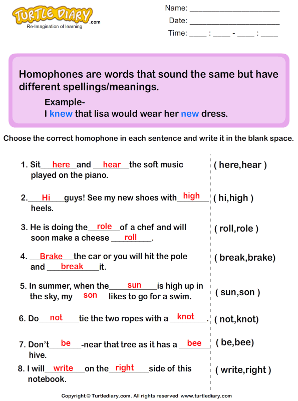 Choose the Correct Homophone Answer