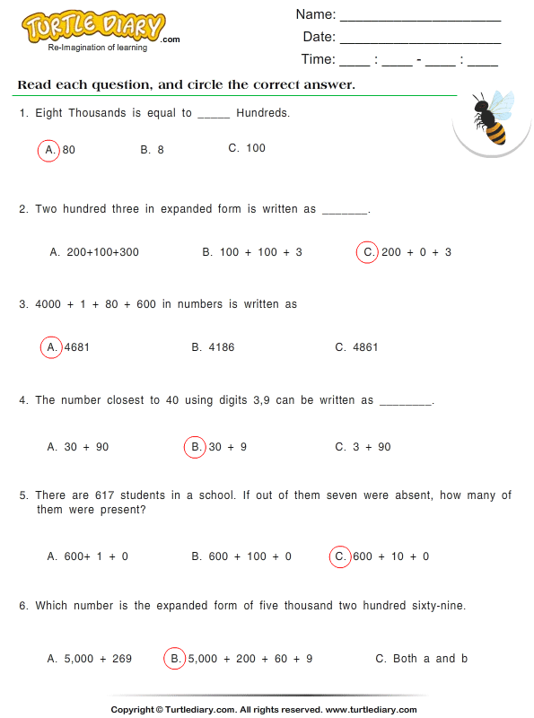 Number Forms : Multiple Choice Questions Answer