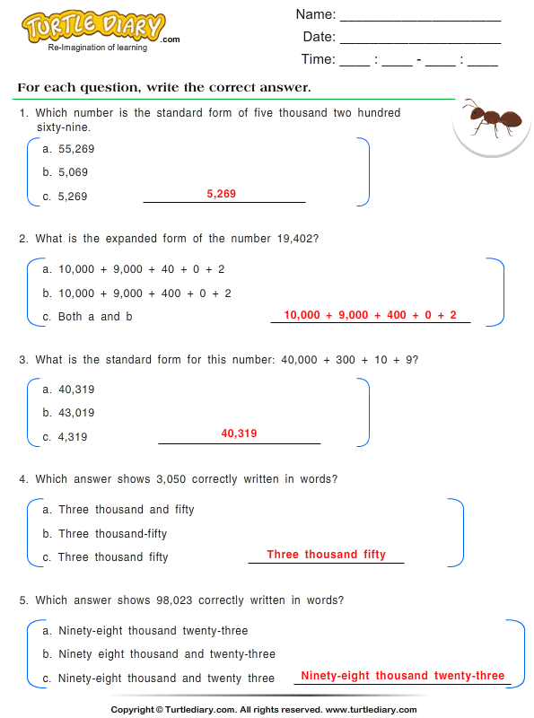 Number Forms : Multiple Choice Questions Answer