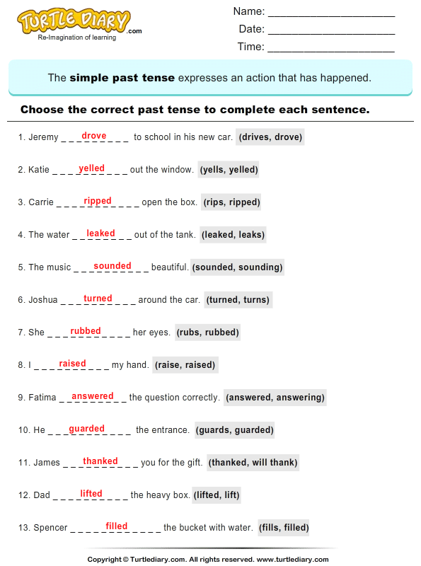 Write the past Tense of Verb Answer