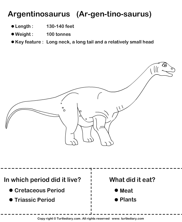 Dinosaurs - Determine the Period and Food Habits