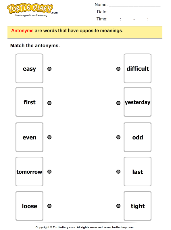 Match the Antonyms