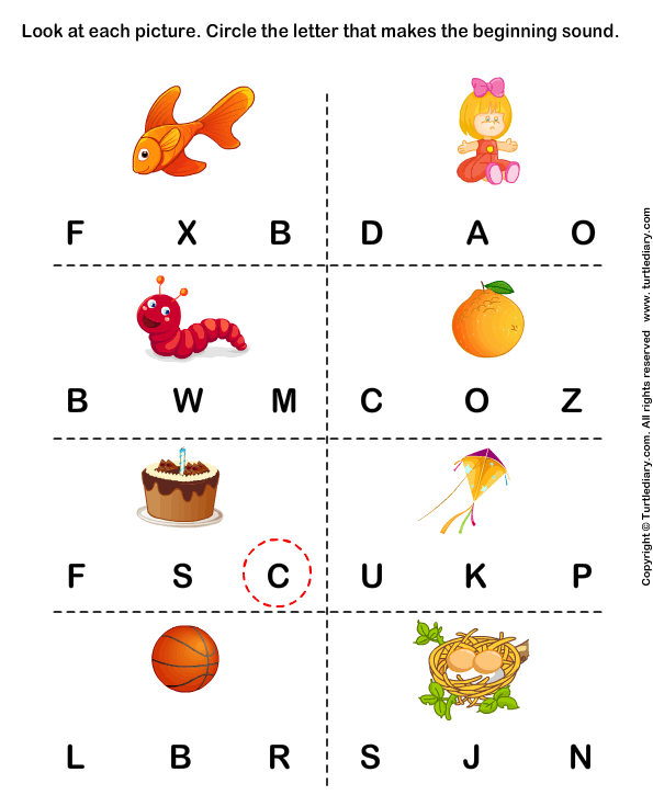 Beginning Sounds B Worksheets