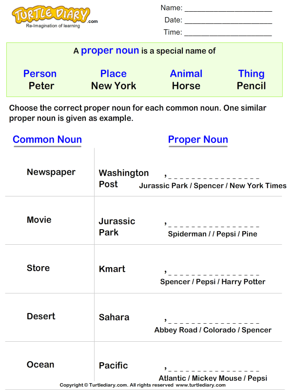 change-common-noun-to-proper-noun-turtle-diary-worksheet