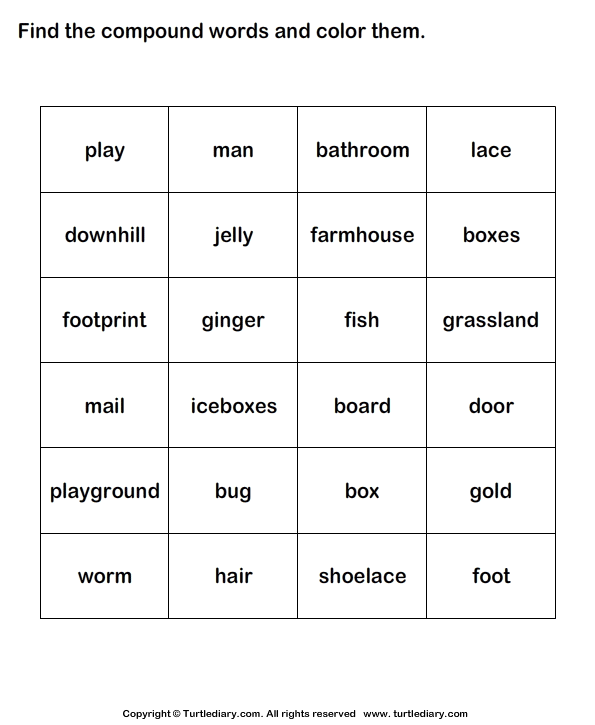 Identify and Color the Compound Words