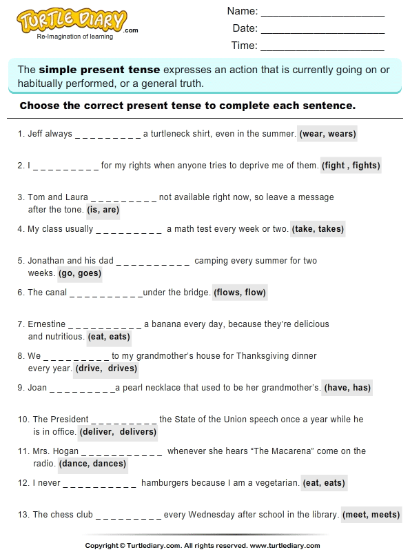 writing-present-tense-of-verb-turtle-diary-worksheet