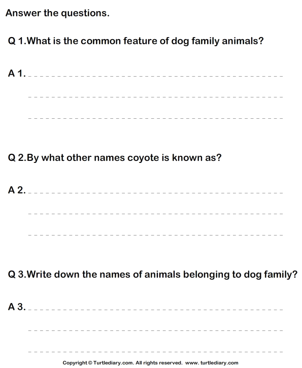 Dog Family - Answer the Questions