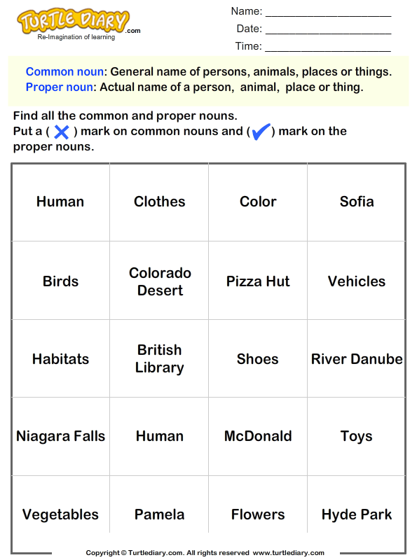Identify Common and Proper Nouns