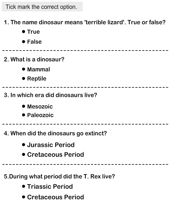 Dinosaurs - Identify the Physical Features