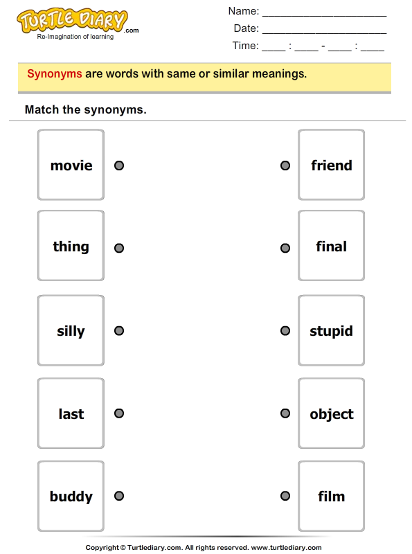 Match the Synonyms