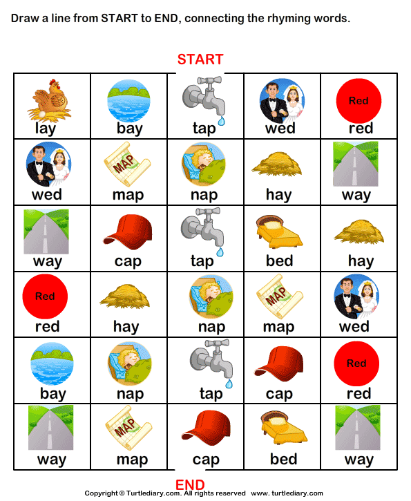 Rhyming Words Maze At And Ip Turtle Diary Worksheet