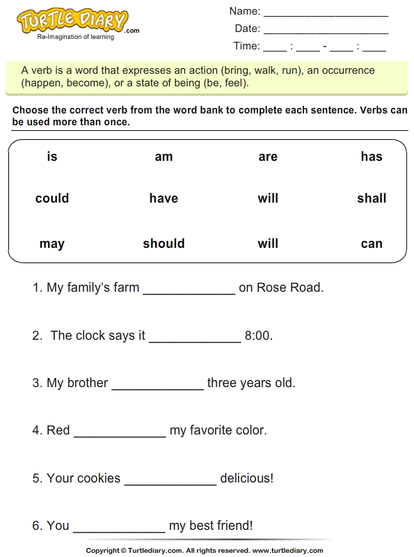 Choose the Correct Verb - Is, Am, Are