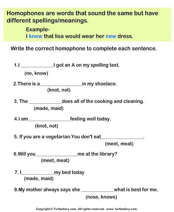 Complete the Sentences with Correct Homophone
