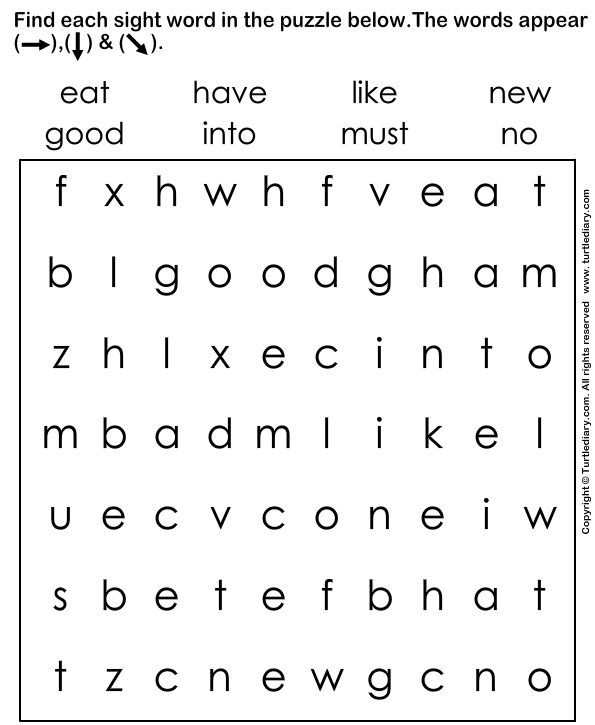 Find Sight Words | Turtle Diary Worksheet