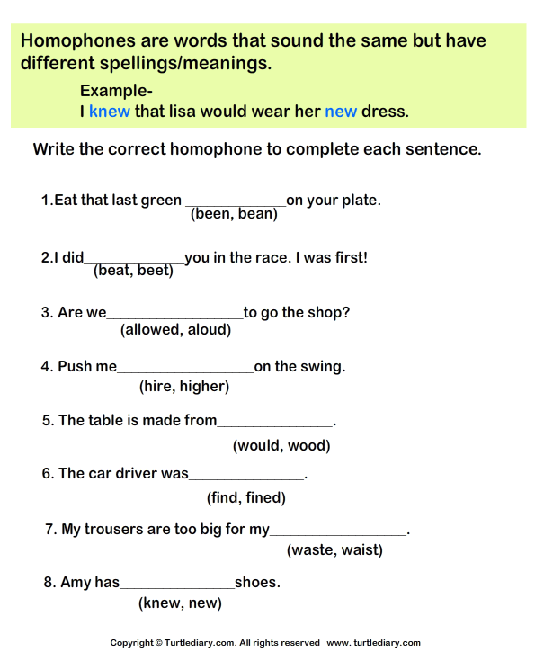 Complete the Sentences with Correct Homophone
