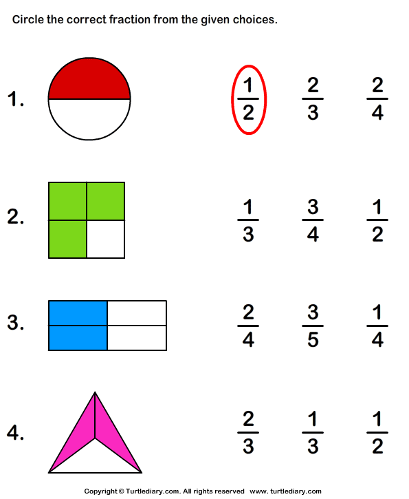 Shaded Part As Fraction Turtle Diary Worksheet